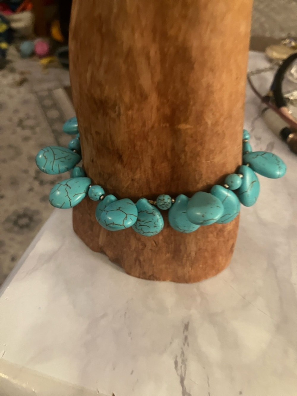 Turquoise Stretch Bead Bracelet - Vibrant Blue Stone Accent